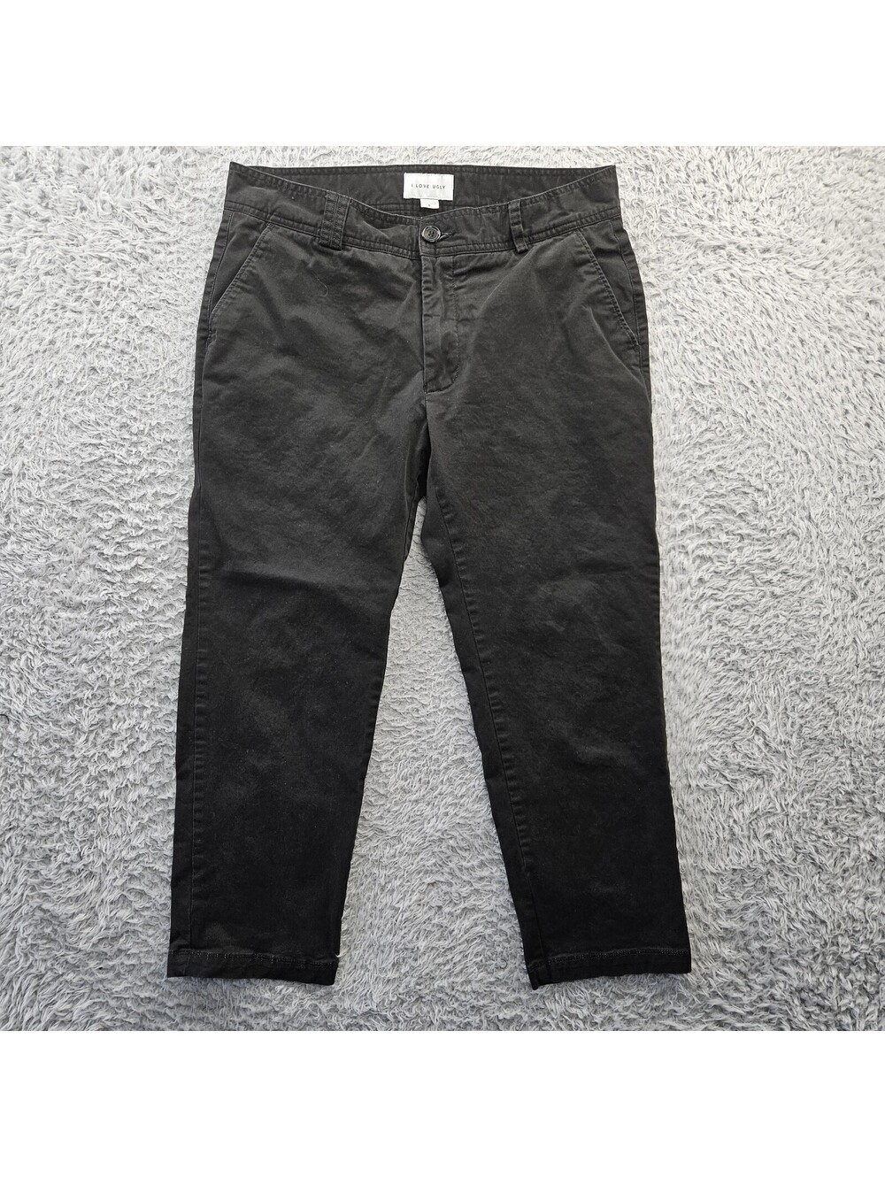 I Love Ugly ILU Pants Men Large Slim Kobe Cropped Leg Pant Black (Fits 33-34x25)